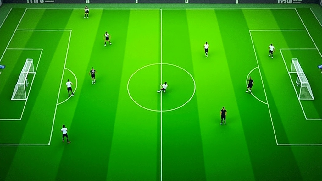 Jogadores de futebol em diferentes posições no campo, mostrando formação tática com guarda-redes, defesas, médios e avançados